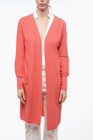 Long Cotton-Piqué Cardigan with Cuffs