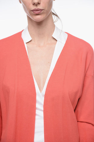 Langer Cardigan aus Baumwoll-Piqué mit Bündchen