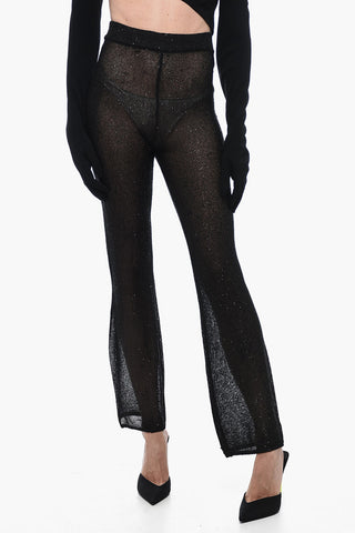 Pantaloni in Maglia See Through con Paillettes
