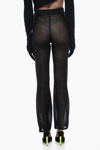 Pantaloni in Maglia See Through con Paillettes