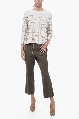 Stretch Virgin Wool Flared Fit Chinos Pants