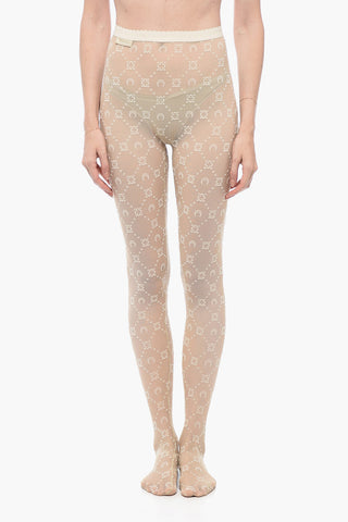 Flocked Details Tights