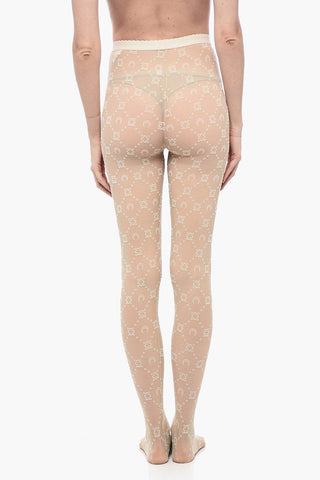 Flocked Details Tights