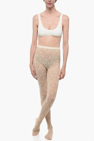 Flocked Details Tights