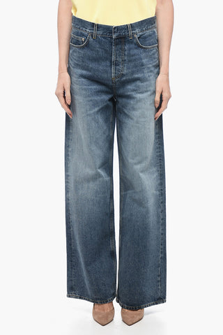 Jeans Wide-Leg con Effetto Stone Wash 30cm