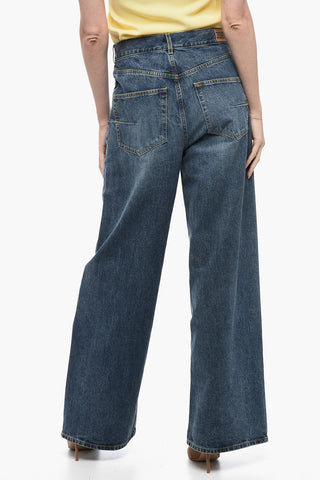 Jeans Wide-Leg con Effetto Stone Wash 30cm