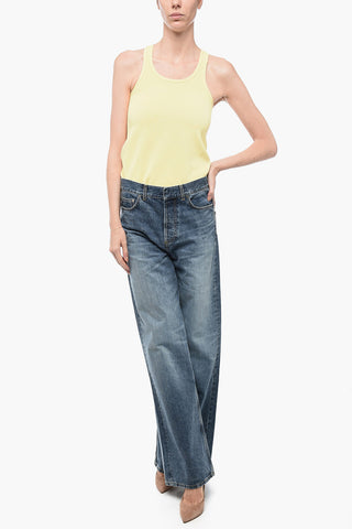 Jeans Wide-Leg con Effetto Stone Wash 30cm