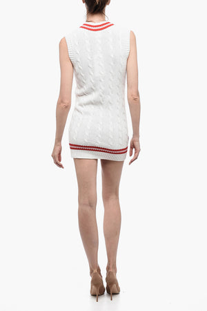 Minikleid aus Aran-Baumwolle mit V-Ausschnitt