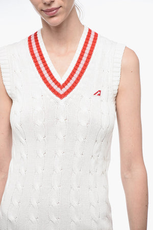 Aran Cotton V-Neck Mini Dress