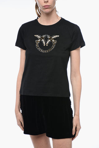 T-Shirt QUENTIN con Logo in Cristalli