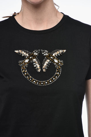 T-Shirt QUENTIN con Logo in Cristalli