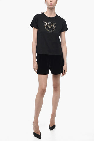 T-Shirt QUENTIN con Logo in Cristalli