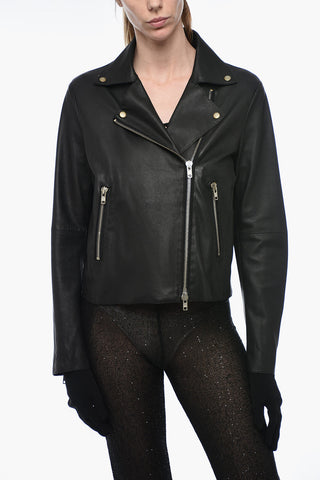 Leather IMPACT Biker Jacket with Zipped Pockets
