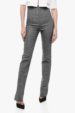 High-waisted DONATA Trousers with Herringbone Pattern