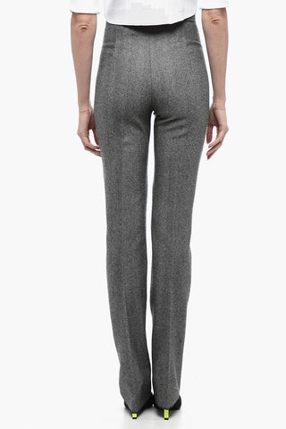 High-waisted DONATA Trousers with Herringbone Pattern