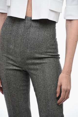 High-waisted DONATA Trousers with Herringbone Pattern