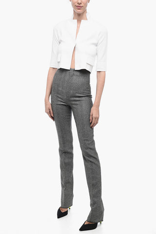 High-waisted DONATA Trousers with Herringbone Pattern