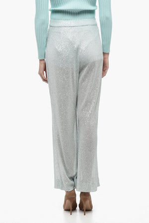 Pantalone in Mesh con Ricamo di Paillettes