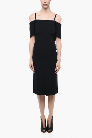 Off-Shoulder Sheath Dress with Front Split