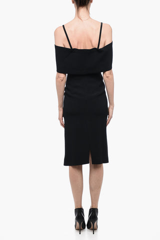 Off-Shoulder Sheath Dress with Front Split