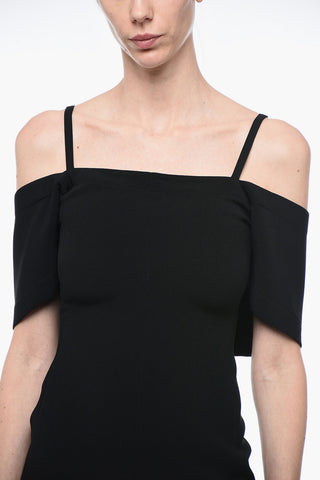 Off-Shoulder Sheath Dress with Front Split