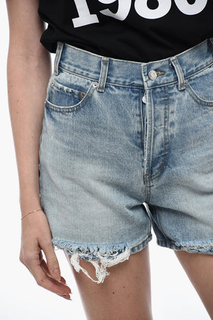 Shorts in Denim con Orlo Sfrangiato