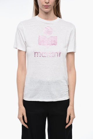 ETOILE Logo Print Flammed Cotton T-shirt