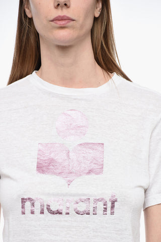ETOILE Logo Print Flammed Cotton T-shirt