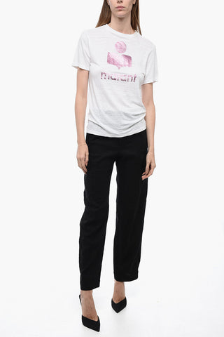 ETOILE Logo Print Flammed Cotton T-shirt
