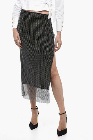Rhinestoned Pencil Skirt with Back Slit