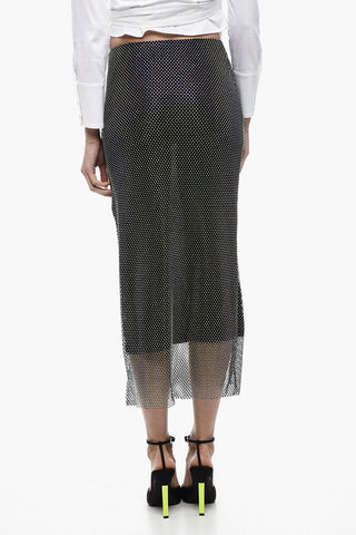 Rhinestoned Pencil Skirt with Back Slit