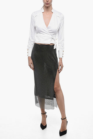 Rhinestoned Pencil Skirt with Back Slit