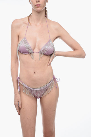 Triangle Bikini Set with Fringed Detail