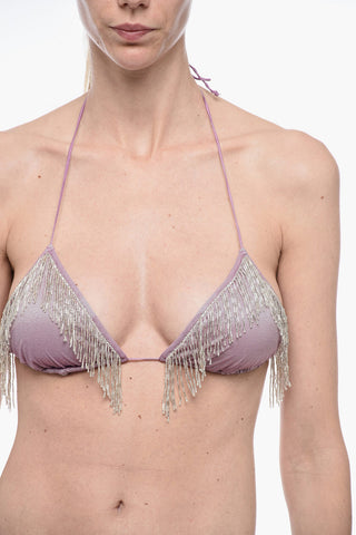 Triangle Bikini Set with Fringed Detail