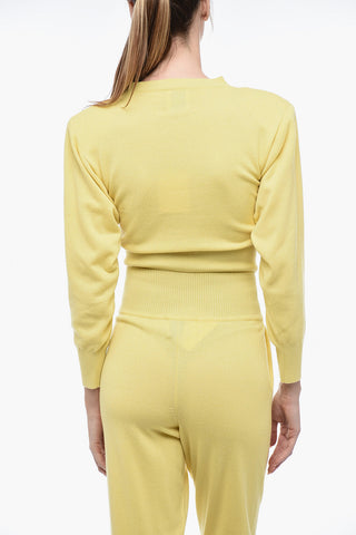 Cashmere Crop Sweater with Padded Shoulders