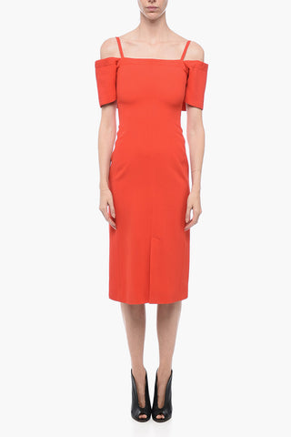 Off-Shoulder Sheath Dress with Front Split