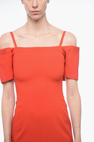Off-Shoulder Sheath Dress with Front Split