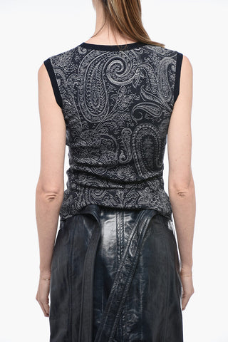 Silk Blend Tank Top with Paisley Motif