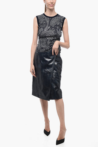Silk Blend Tank Top with Paisley Motif