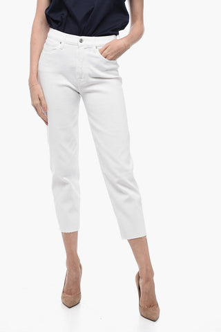 LUXE VINTAGE Stretchy Skinny Denims with Raw-Cut Hem