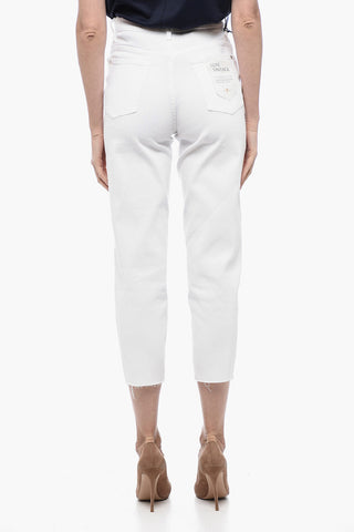 LUXE VINTAGE Stretchy Skinny Denims with Raw-Cut Hem