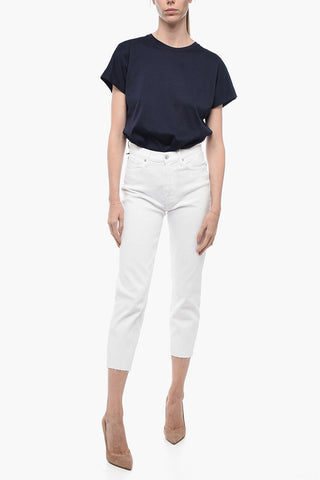 LUXE VINTAGE Stretchy Skinny Denims with Raw-Cut Hem