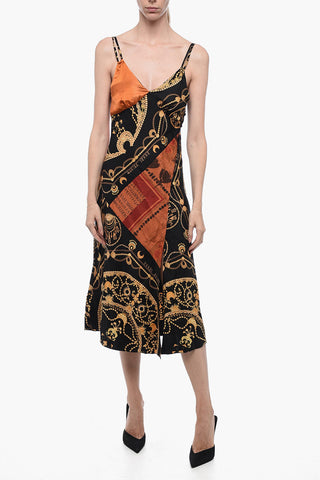 Satin Slip Dress with Graphic Print