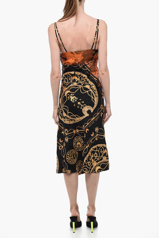 Satin Slip Dress with Graphic Print