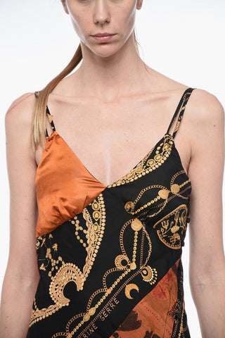 Satin Slip Dress with Graphic Print