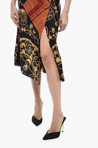 Satin Slip Dress with Graphic Print