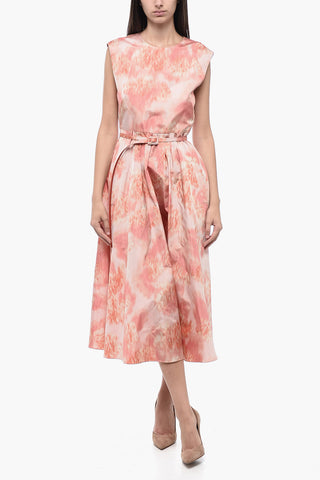 Abito Svasato in Seta Taffeta con Effetto Tie Dye