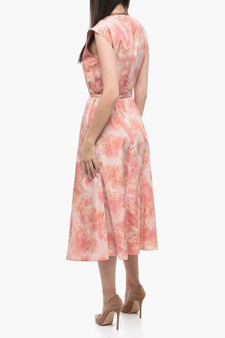 Abito Svasato in Seta Taffeta con Effetto Tie Dye
