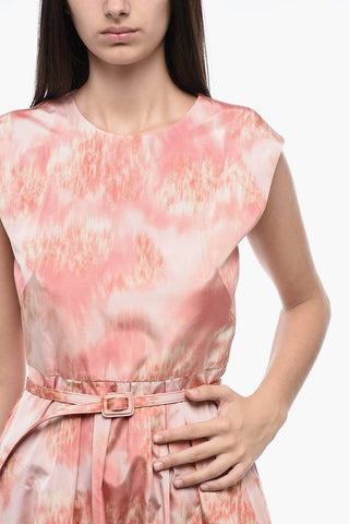 Abito Svasato in Seta Taffeta con Effetto Tie Dye