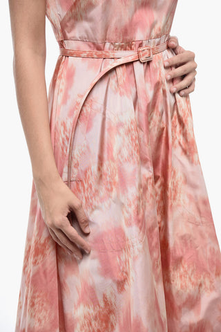 Abito Svasato in Seta Taffeta con Effetto Tie Dye